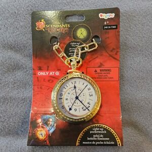 Disney Descendants Rise of Red Light Up Pocket Watch Gold Chain Toy Ages 4+